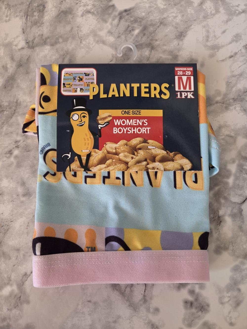 Planters Mr Peanut Women's Boyshorts Size M - Light Blue & Pink